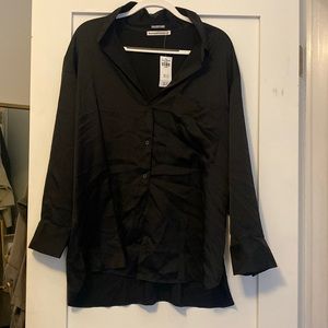 Abercrombie Oversized Faux Silk Button Up